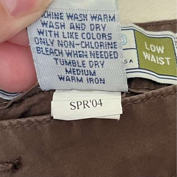 Vtg Y2k Old Navy Brown Low Rise Authentic Cargo Cropped Womens Sz 20 Drawstring - Picture 7 of 9